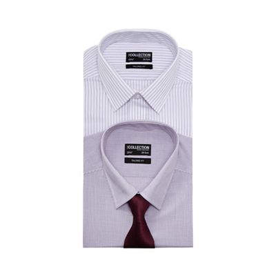 Pack of two purple tailored fit shirts